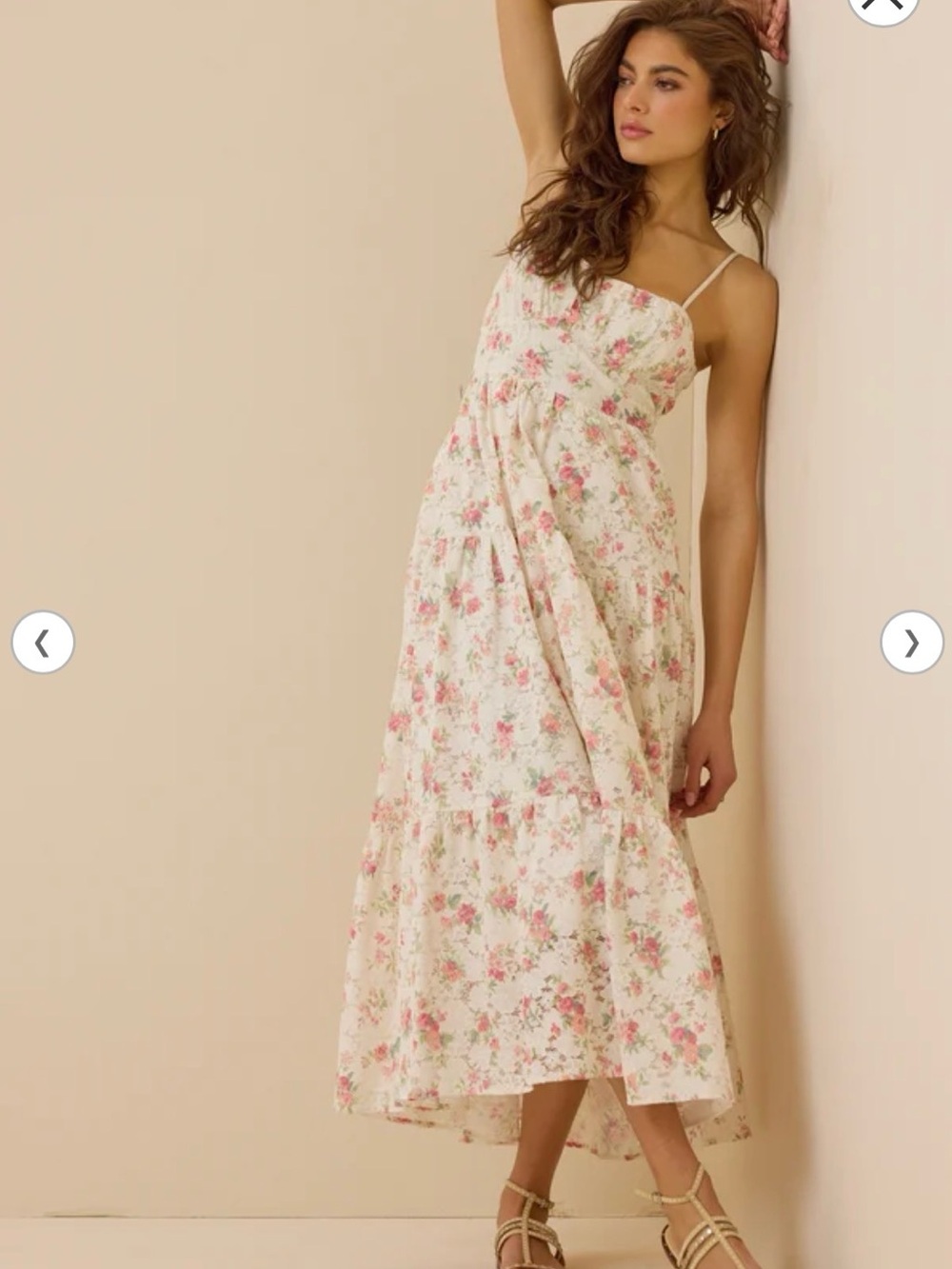 Altar'd State White Maxi Dress with Pink Floral Print
